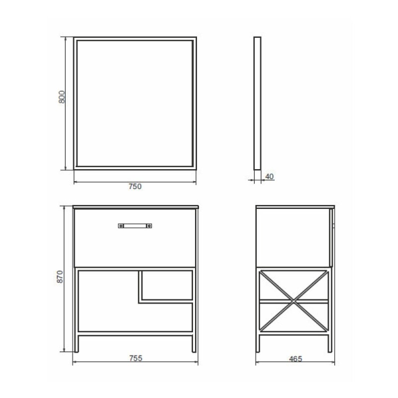 Тумба с раковиной Comforty Бредфорд, 75 см, напольная, дуб темный, 00-00008074 (00-00008074CF)