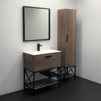Тумба с раковиной Comforty Бредфорд, 75 см, напольная, дуб темный, 00-00008074 (00-00008074CF)