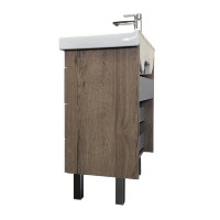 Тумба с раковиной Comforty Никосия, 60 см, напольная, дуб темный, раковина Fest белая, 00-00008852 (00-00008852CF)