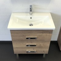 Тумба с раковиной Comforty Никосия, 70 см, напольная, дуб темный, раковина Como белая, 00-00008854 (00-00008854CF)