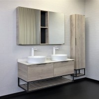 Тумба с раковиной Comfortу Порто 00-00008910, 120 см, подвесная, 2 раковины, цвет дуб дымчатый