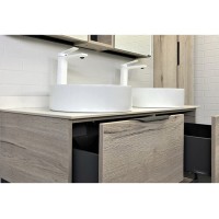 Тумба с раковиной Comfortу Порто 00-00008910, 120 см, подвесная, 2 раковины, цвет дуб дымчатый