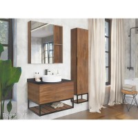Тумба с раковиной Comfortу Порто, 75 см, подвесная, дуб темно-коричневый, раковина Comfortу белая, 00-00008926 (00-00008926CF)