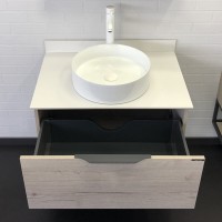 Тумба с раковиной Comfortу Порто, 75 см, подвесная, дуб дымчатый, раковина Comfortу белая, 00-00009321 (00-00009321CF)