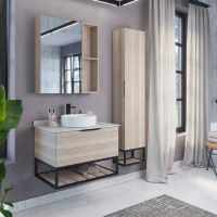 Тумба с раковиной Comfortу Порто, 75 см, подвесная, дуб дымчатый, раковина Comfortу белая, 00-00009321 (00-00009321CF)