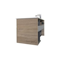 Тумба с раковиной Comforty Варна, 90 см, подвесная, цвет дуб сонома, раковина Comforty белая, 00-00009919 (00-00009919CF)