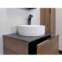 Тумба с раковиной Comfortу Порто, 60 см, подвесная, дуб темно-коричневый, черная столешница, раковина круглая Comfortу, 00-00010676 (00-00010676CF)