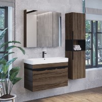 Зеркальный шкаф Comfortу Соло, 90 см, дуб тёмно-коричневый, 00-00010980 (00-00010980CF)
