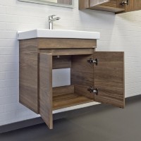 Тумба с раковиной Comfortу Осло, 60 см, подвесная, дуб тёмно-коричневый, раковина Fest белая, 00-00011149 (00-00011149CF)