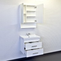 Тумба с раковиной Comforty Никосия, 60 см, подвесная, белый глянец, раковина Fest белая, 00-00011161 (00-00011161CF)