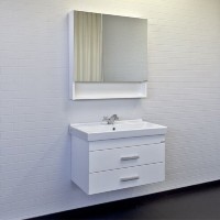 Тумба с раковиной Comforty Никосия, 80 см, подвесная, белый глянец, раковина Fest белая, 00-00011163 (00-00011163CF)