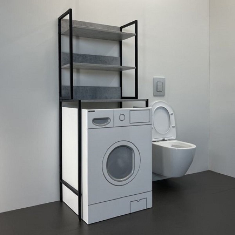 Шкаф напольный Comforty, 65 см, для стиральной машины, бетон светлый/черный, 00-00011164 (00-00011164CF)