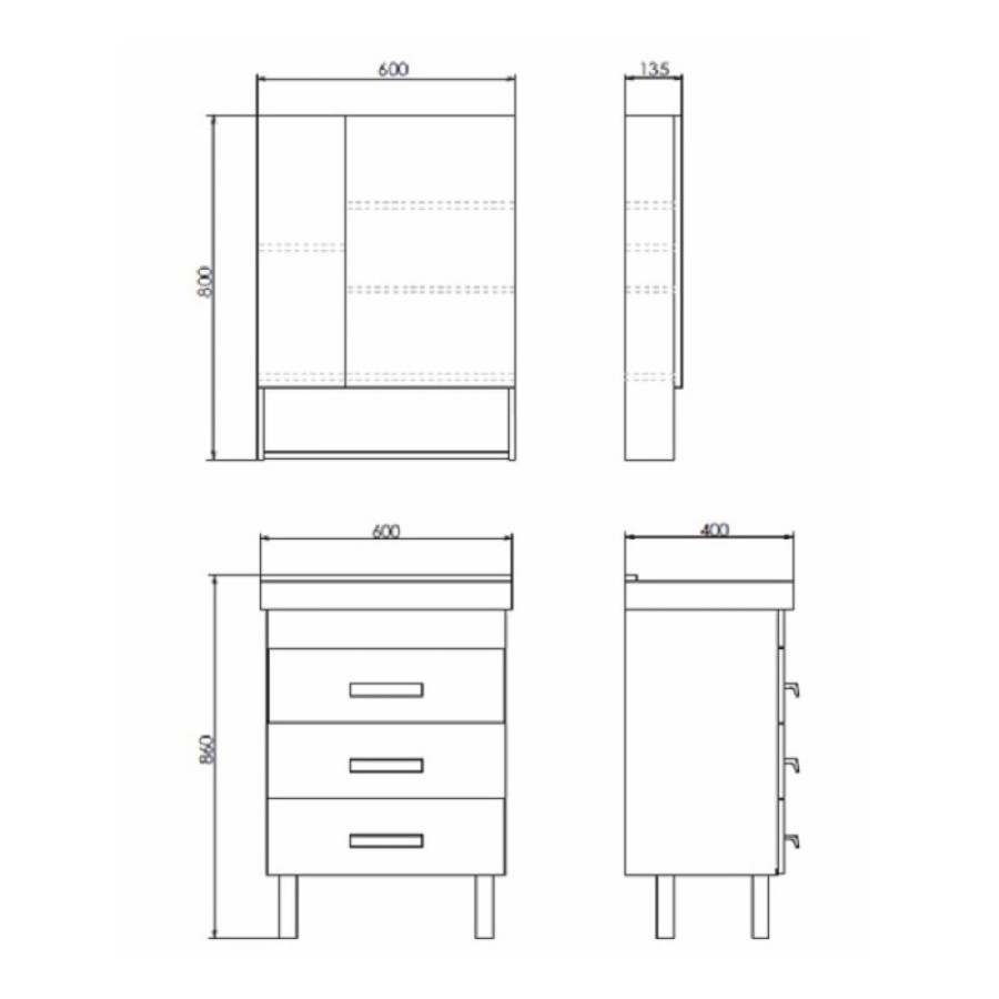 Зеркальный шкаф Comfortу Никосия, 60 см, цвет белый глянец, 00-00011199 (00-00011199CF)