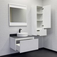 Тумба с раковиной Comfortу Марсель, 75 см, подвесная, белый матовый, столешница под черный мрамор, раковина Comforty белая, 00-00012270 (00-00012270CF)