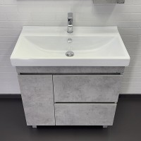 Тумба с раковиной Comfortу Осло, 80 см, напольная, бетон светлый, раковина Fest белая, 00-00012959 (00-00012959CF)