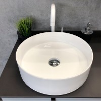 Тумба с раковиной Comfortу Сорренто, 90 см, напольная, светло-серая, столешница черного цвета, раковина Comfortу белая, 00-00013520 (00-00013520CF)