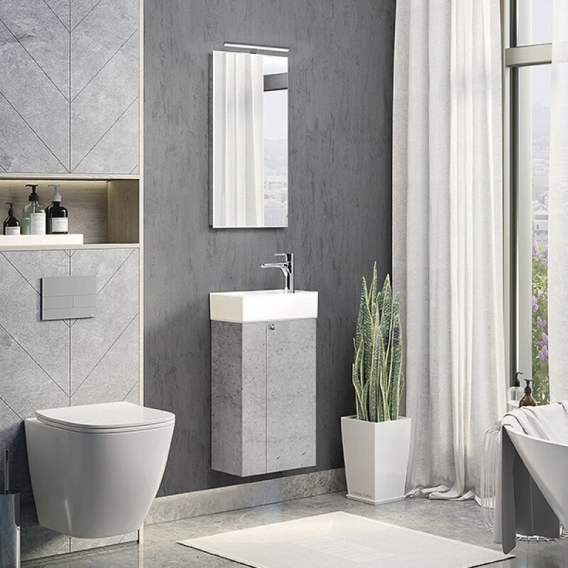 Зеркало Comfortу Асти, 40 см, рама бетон светлый, 00-00013528 (00-00013528CF)