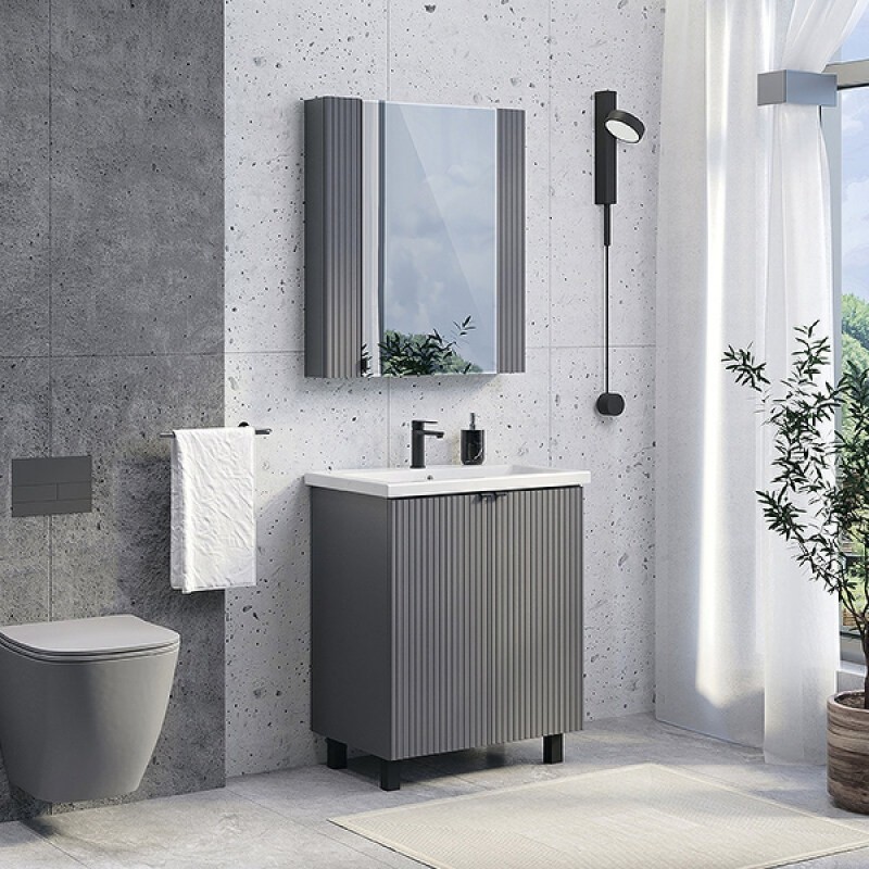 Тумба с раковиной Comfortу Лима, 70 см, антрацит, 00-00013686 (00-00013686CF)