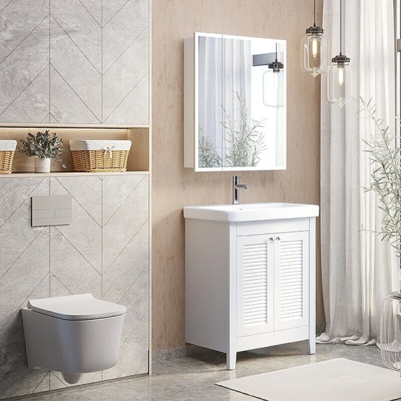 Зеркальный шкаф Comfortу Классик, 70 см, с LED-подсветкой, с сенсорным выключателем, правый, белый матовый, 00-00013780 (00-00013780CF)