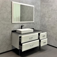 Тумба с раковиной Comfortу Империя, 120 см, напольная, белый глянец, столешница цвета графит, раковина Comforty 78189 белая, 00-00013788 (00-00013788CF)