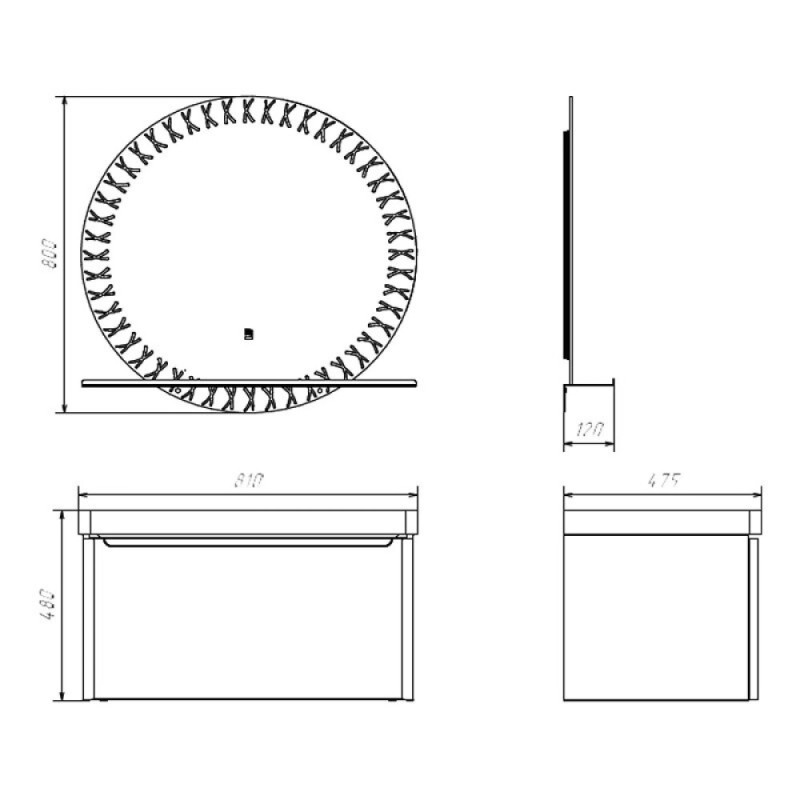 Зеркало Comforty Арзамас-80, 00-00014152, настенное с LED-подсветкой и полкой