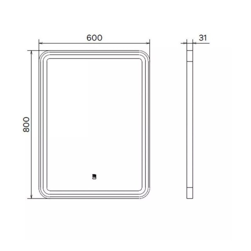 Зеркало Comfortу Ситара 00-00014165 (00-00014165CF), 60 см, LED-подсветка, бесконтактный сенсор, рама золото матовое