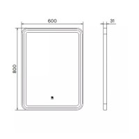 Зеркало Comfortу Ситара 00-00014167 (00-00014167CF), 60 см, LED-подсветка, бесконтактный сенсор, рама серебро матовое