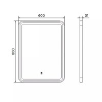 Зеркало Comfortу Ситара 00-00014168 (00-00014168CF), 60 см, LED-подсветка, бесконтактный сенсор, цвет рамы черный матовый
