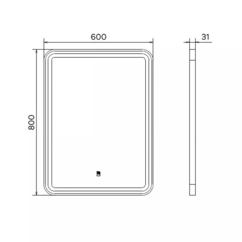 Зеркало Comfortу Ситара 00-00014168 (00-00014168CF), 60 см, LED-подсветка, бесконтактный сенсор, цвет рамы черный матовый
