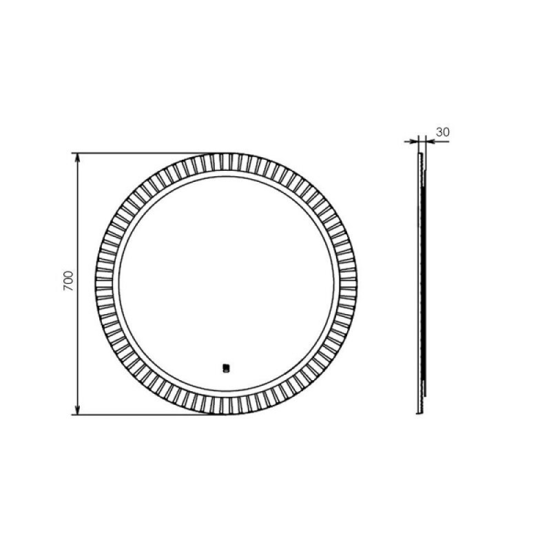 Зеркало Comfortу Мадрид 00-00014251, 70 см, LED-подсветка, бесконтактный сенсор, цвет серый шёлк