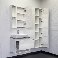 Тумба с раковиной Comfortу Прага, 60 см, подвесная, дуб белый, столешница цвета графит, раковина Comforty белая, 00-00014535 (00-00014535CF)