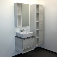 Тумба с раковиной Comfortу Прага, 60 см, подвесная, дуб белый, столешница цвета графит, раковина Comforty белая, 00-00014536 (00-00014536CF)