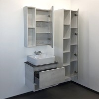 Тумба с раковиной Comfortу Прага, 60 см, подвесная, дуб белый, столешница цвета графит, раковина Comforty белая, 00-00014536 (00-00014536CF)