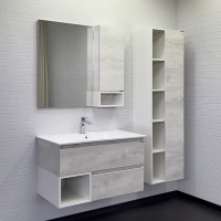 Тумба с раковиной Comfortу Турин-90М, 90 см, подвесная, раковина Comfortу 90E, цвет дуб белый, 00-00014644 (00-00014644CF)