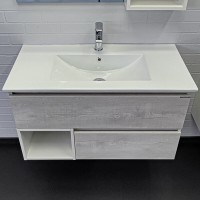 Тумба с раковиной Comfortу Турин-90М, 90 см, подвесная, раковина Comfortу 90E, цвет дуб белый, 00-00014644 (00-00014644CF)