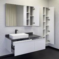 Тумба с раковиной Comfortу Милан, 120 см, подвесная, белый глянец, со столешницей цвета графит, раковина Comfortу белая, 00-00014697 (00-00014697CF)