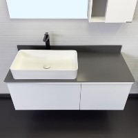Тумба с раковиной Comfortу Милан, 120 см, подвесная, белый глянец, со столешницей цвета графит, раковина Comfortу белая, 00-00014697 (00-00014697CF)