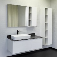 Тумба с раковиной Comfortу Милан, 120 см, подвесная, белый глянец, со столешницей цвета графит, раковина Comfortу белая, 00-00014697 (00-00014697CF)
