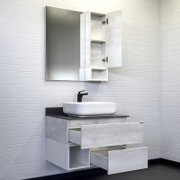 Тумба с раковиной Comfortу Прага-75, 75 см, подвесная, графитовая столешница, цвет дуб белый, 00-00014832 (00-00014832CF)
