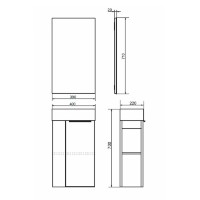 Тумба с раковиной Comforty Матэ, 40 см, подвесная, дуб дымчатый, раковина Comforty 9140 белая, 00-00015132 (00-00015132CF)