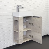 Тумба с раковиной Comforty Матэ, 40 см, подвесная, дуб дымчатый, раковина Comforty 9140 белая, 00-00015132 (00-00015132CF)
