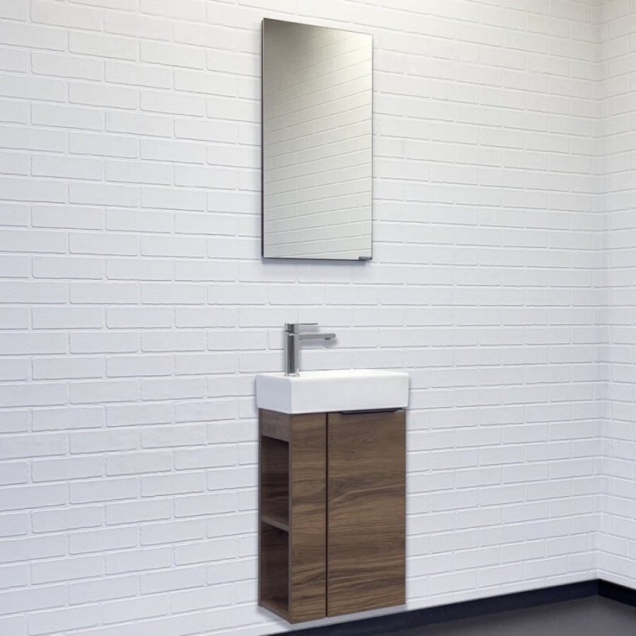 Тумба с раковиной Comfortу Матэ-4, 40 см, подвесная, раковина Comfortу 9140, дуб тёмно-коричневый, 00-00015325 (00-00015325CF)