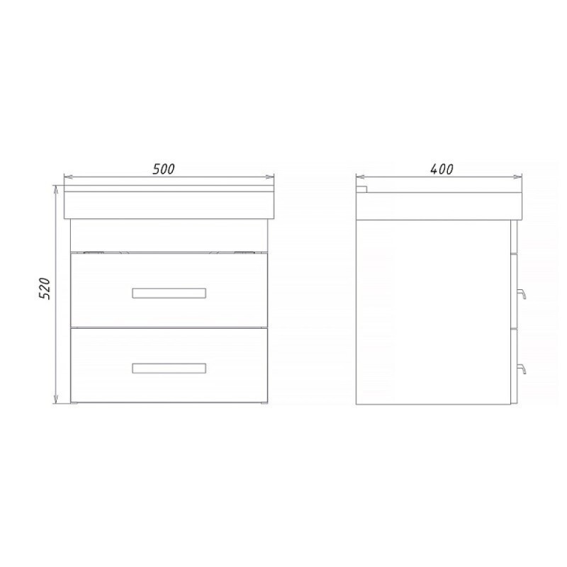 Тумба с раковиной Comforty Никосия, 50 см, подвесная, дуб белый, 00-00017091 (00-00017091CF)
