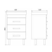Тумба с раковиной Comforty Никосия, 50 см, напольная, дуб белый, 00-00017092 (00-00017092CF)