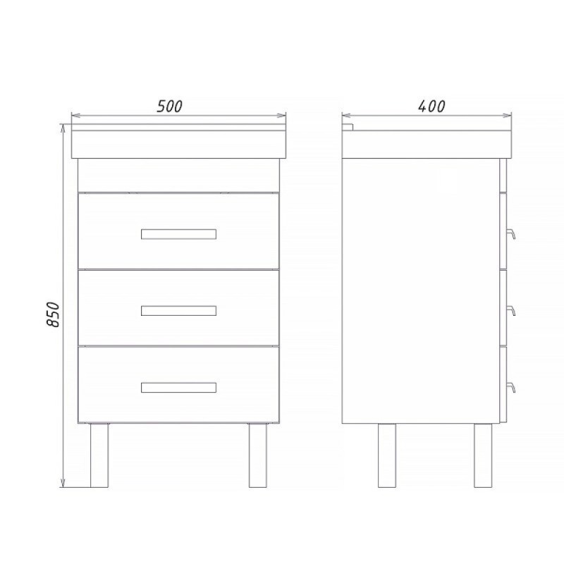 Тумба с раковиной Comforty Никосия, 50 см, напольная, дуб белый, 00-00017092 (00-00017092CF)