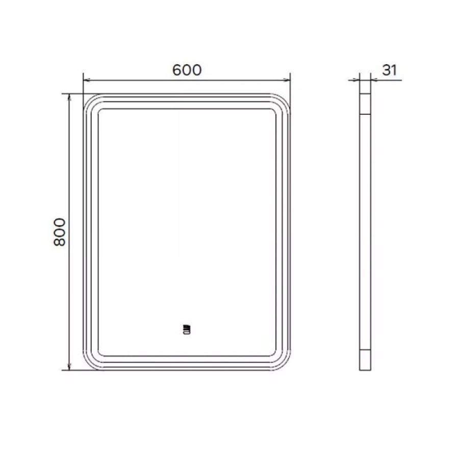 Зеркало Comfortу Ситара 00-00017862, 60 см, LED-подсветка, бесконтактный сенсор, подогрев, алюминиевая рама, цвет серебро