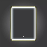 Зеркало Comfortу Ситара 00-00017863, 60 см, LED-подсветка, бесконтактный сенсор, подогрев, алюминиевая рама, цвет золото