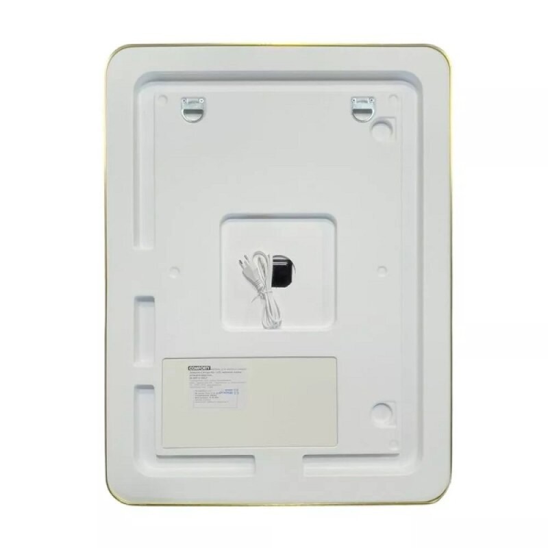 Зеркало Comfortу Ситара 00-00017863, 60 см, LED-подсветка, бесконтактный сенсор, подогрев, алюминиевая рама, цвет золото