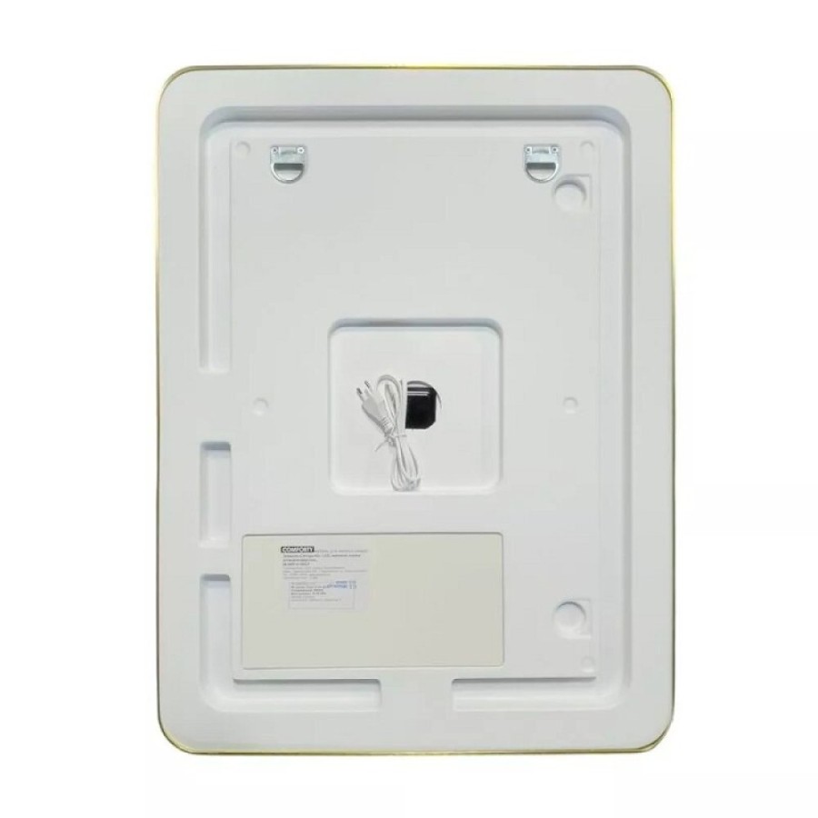 Зеркало Comfortу Ситара 00-00017863, 60 см, LED-подсветка, бесконтактный сенсор, подогрев, алюминиевая рама, цвет золото