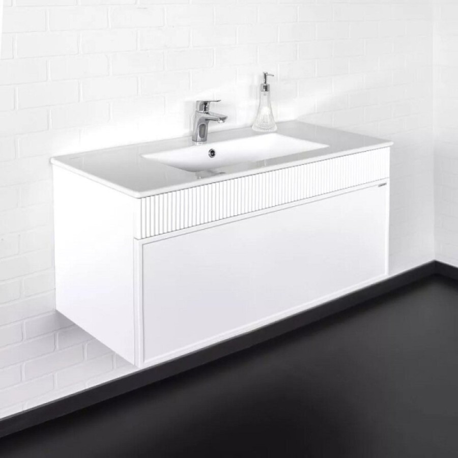 Тумба с раковиной Comfortу Мадрид 00-00017864, 100 см, подвесная, цвет белый матовый